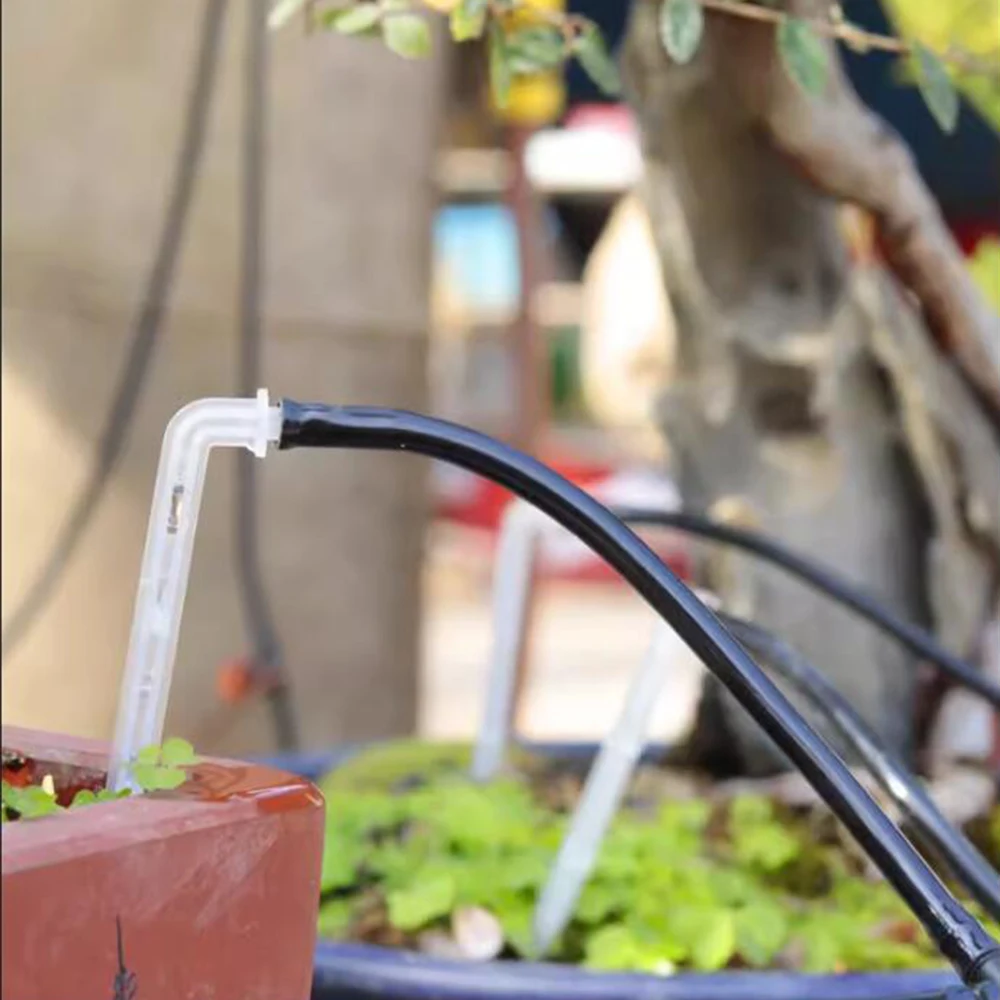 50x Garden 4/7mm Hose Transparent Bend Arrow Dripper 1/4'' Drip Emitter Water Saving Sprinkler Micro Irrigation Greenhouse 6
