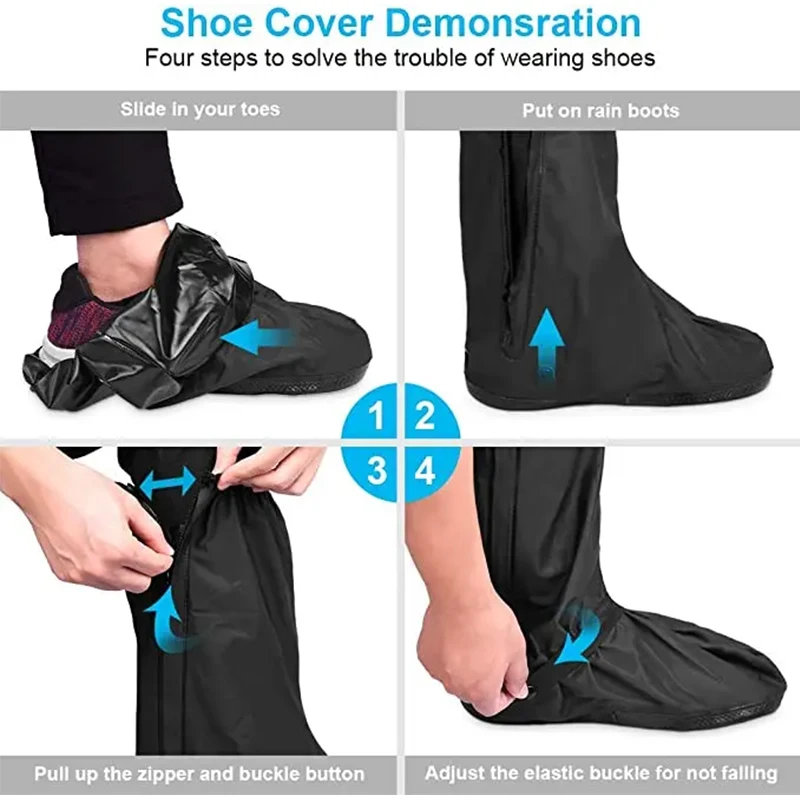 Adult Waterproof Shoe Covers Outdoor Travel Rainproof Coversbandage Style Thickened Non-Slip Rain Boots Covers shoe covers
