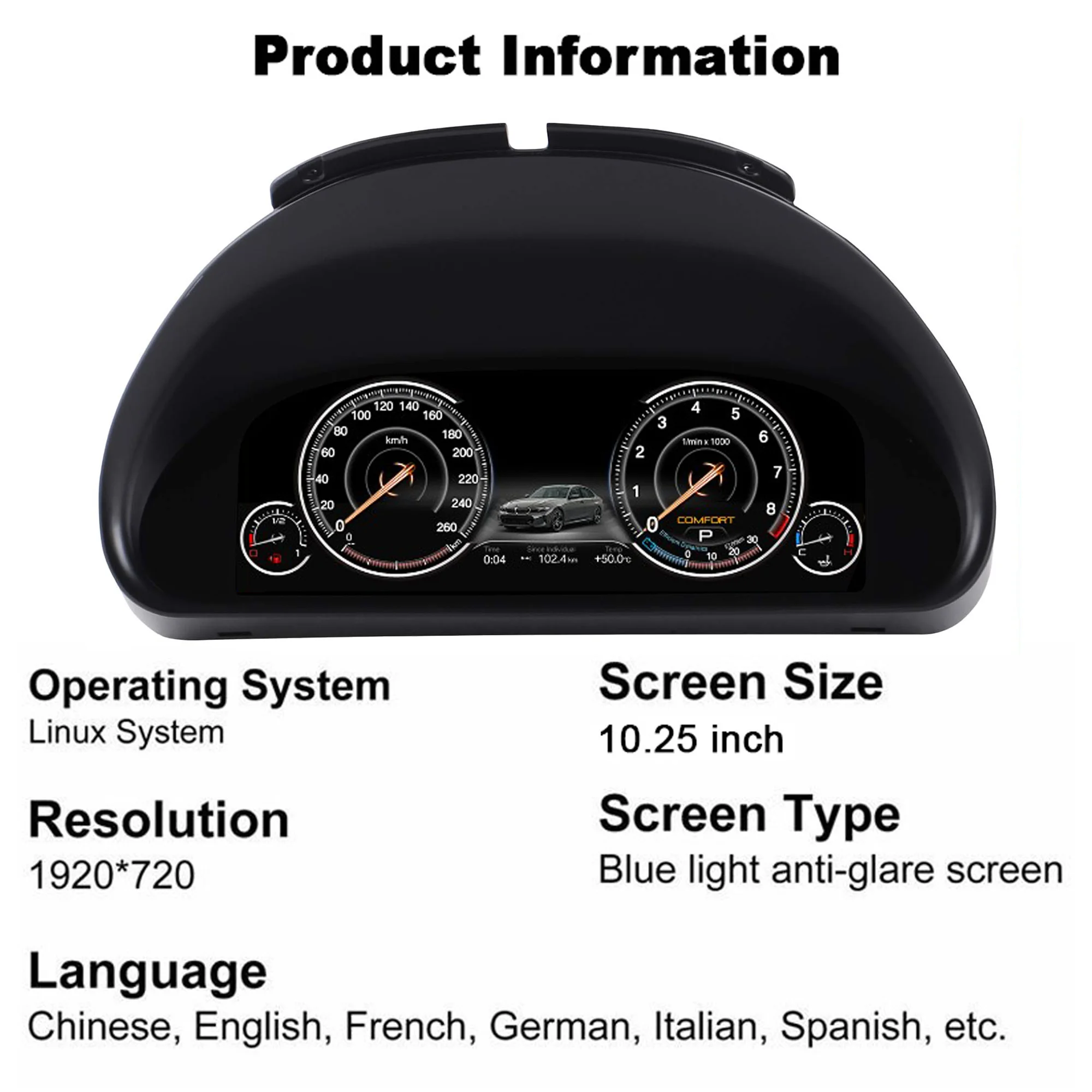 Digital instrument cluster for BMW X5 E53,E39,E38 1999-2006 Wireless CarPlay Odo