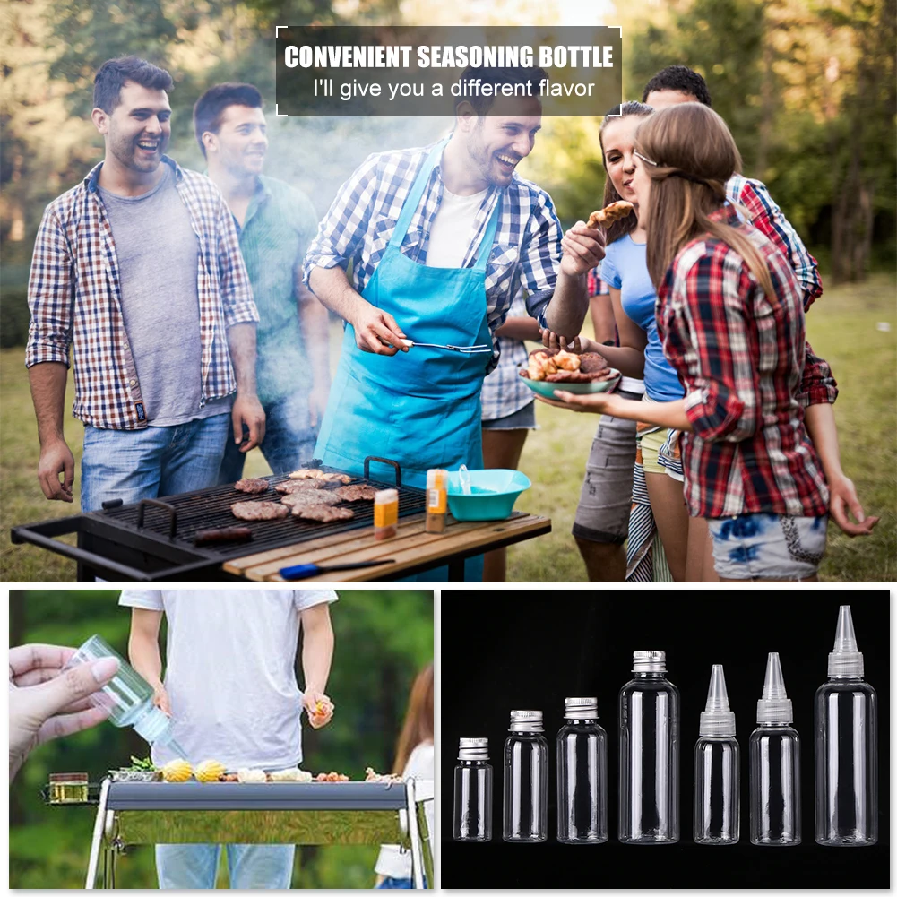 Spice Condiment Bottle Portable Oil Seasoning Storage Bottle Clear Sharp-mouth Container Refillable Camping Accessories seasoning jar set