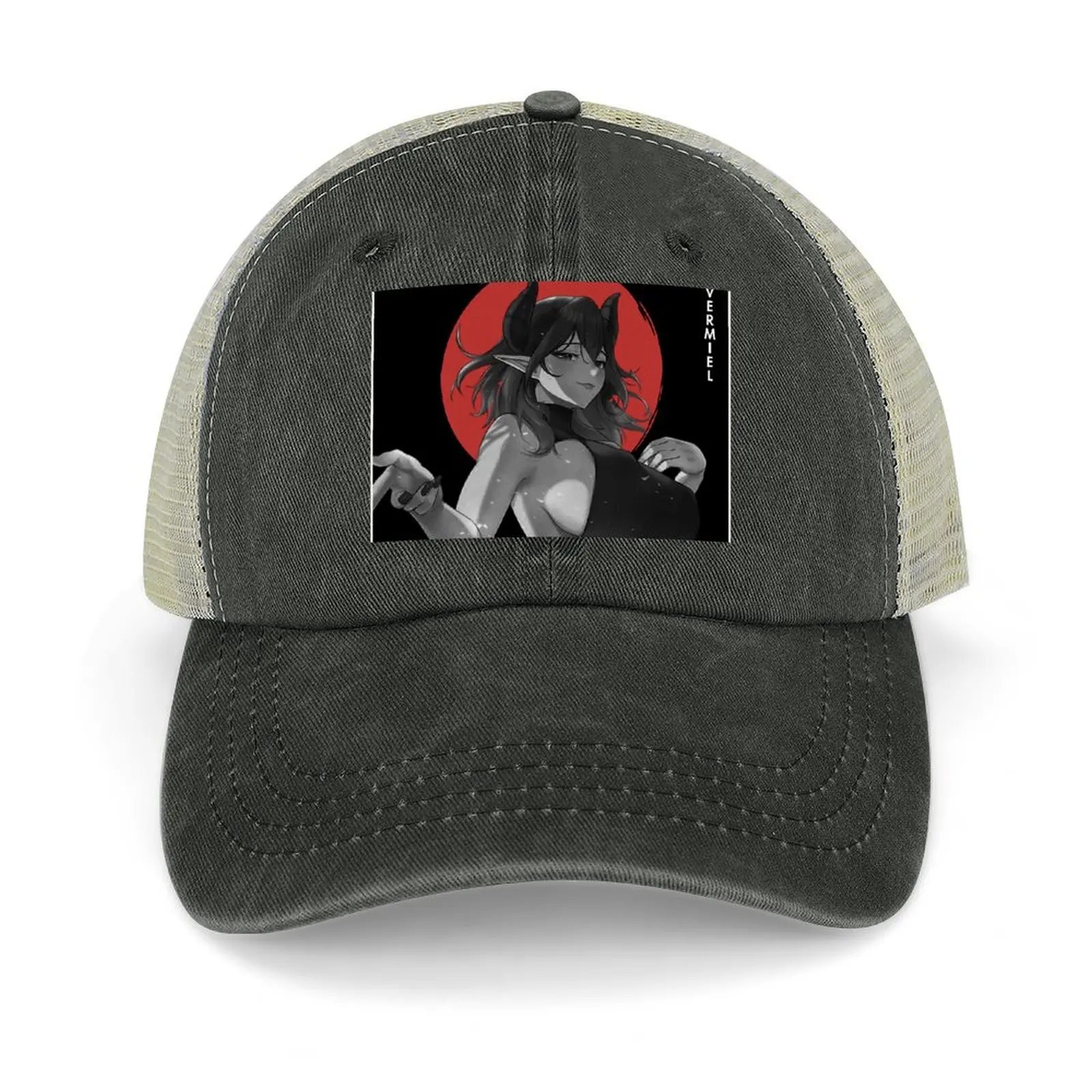 

Vermeil Simple Black Red and White Cowboy Hat Trucker Hat Trucker Cap Sunhat Luxury Brand Caps For Women Men's