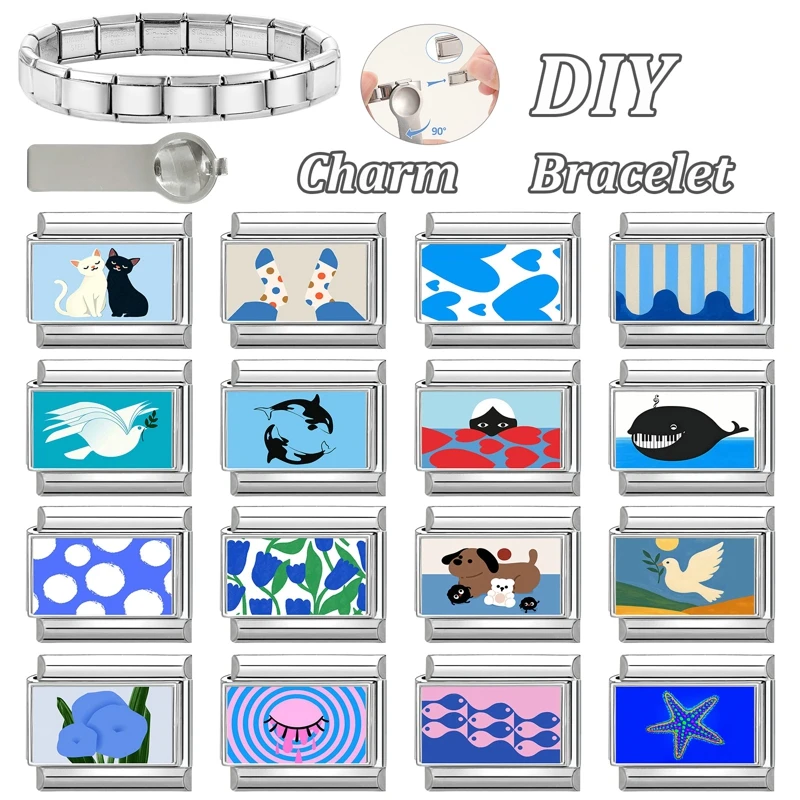 DIY Italian Blue Charm Bracelet