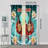 2pcs, Curtain Set New Year Wave Design Durable Polyester (without rod) Thermal Insulation, and Room Darkening Functions Perfect 4
