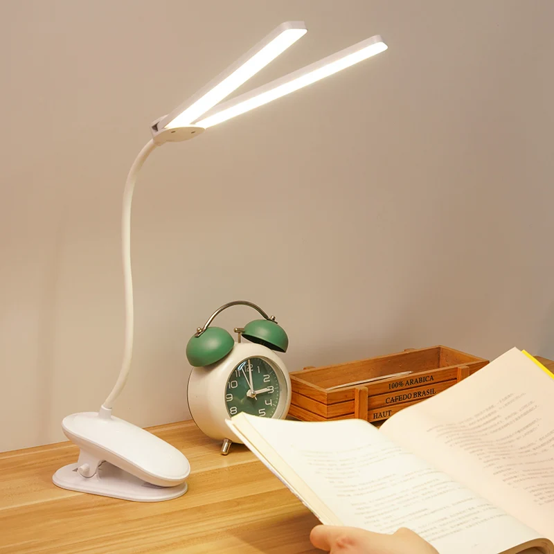 Lâmpada de Mesa Clipe na Lâmpada para Escritório e Computador Braçadeira Dupla Cabeça Flexível Gooseneck Toque Escurecimento Usb Carregamento Led 21 Computers & Electronics