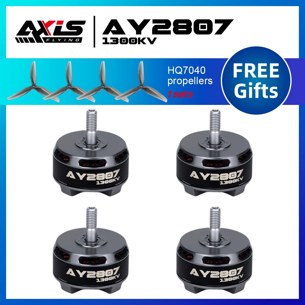 AxisFlying AY2807 Motor 4-6S 1300KV Brushless Motor FPV Freestyle 7inch Long Range LR7 Drones FPV Quadcopter Diy parts