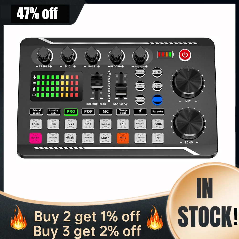 F998SoundCardMicrophoneMixerKit16SoundEffectsAudioRecording