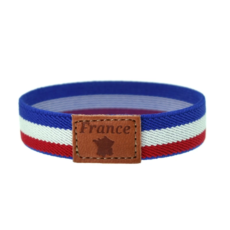 Bracelet avec drapeau français, élastique