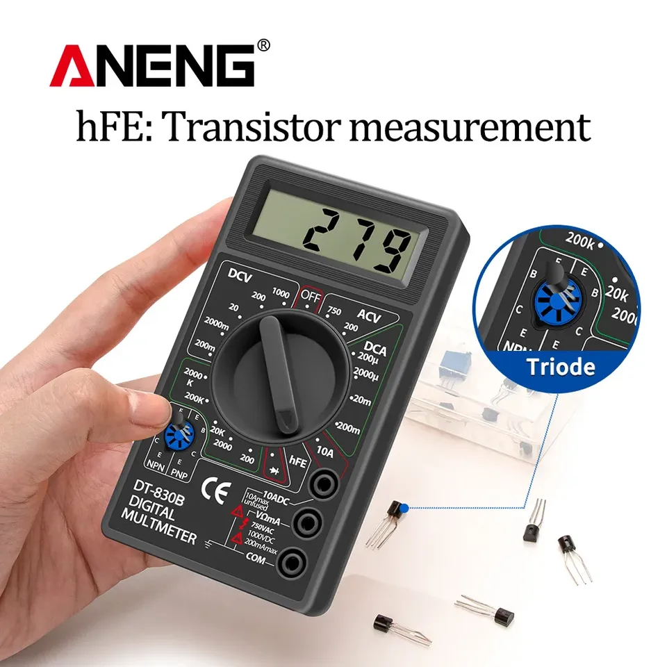 ANENG DT830B Digital Multimeter AC/DC LCD Voltmeter Ammeter Ohm Mini Tester 750/1000V High Safety Handheld Meter With Probe