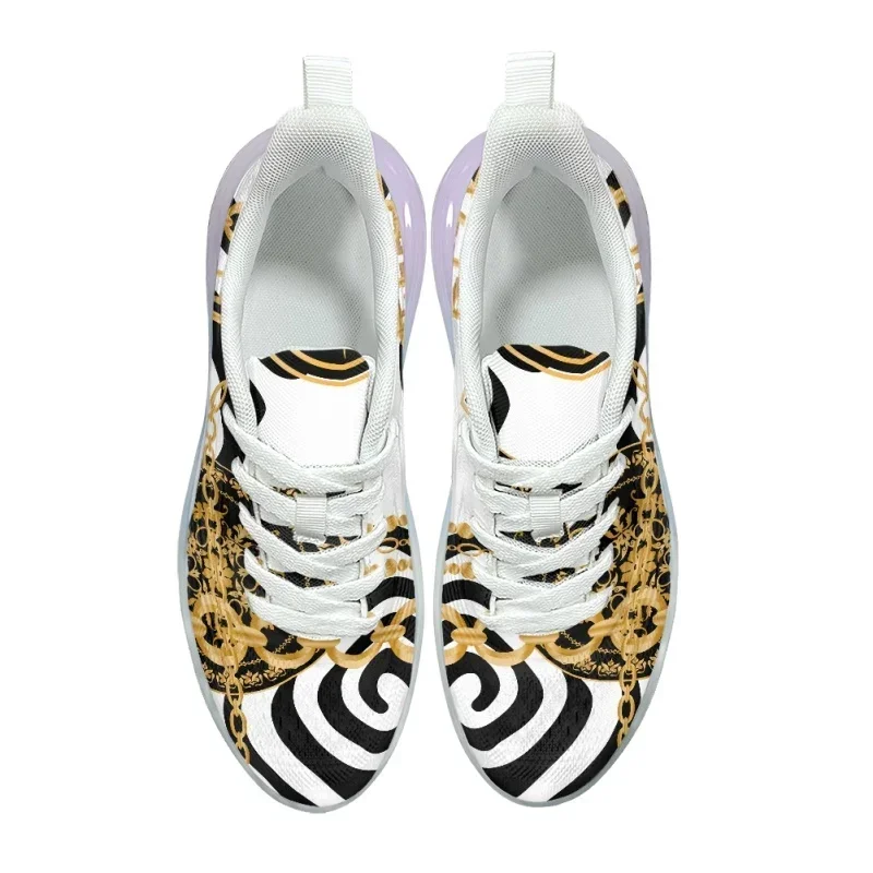 Black Swirl Black Pattern Women AF Cushion Shoes Retro Chain Sneakers Femme Autumn Zapatilla Mujer Gradient