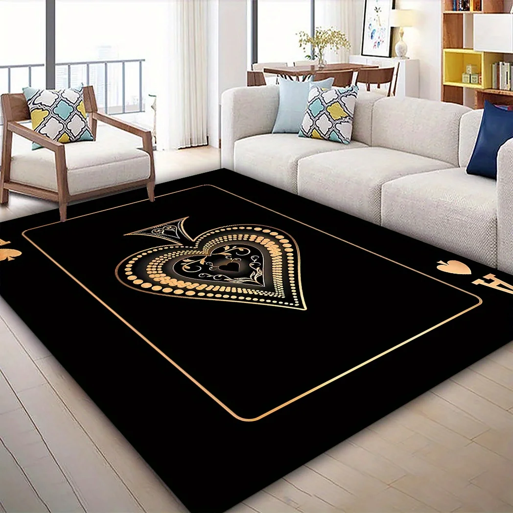 Ace of Hearts Poker Card Pattern Carpet for Living Room Non-Slip Bedroom Bedside Sofa Area Rug Soft Indoor Floor Mat Home Decor 5