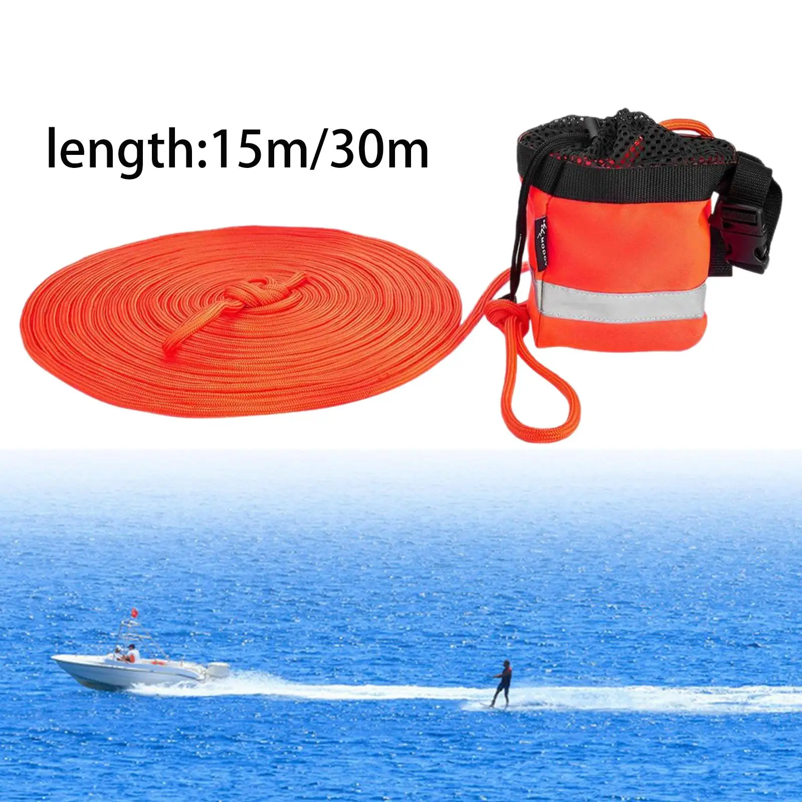 Throwable Rope Throw Bag Throw Rope Practical Emergency Rope Rope Throw Bag for Boating Fishing Buoyant Dinghy Canoe Raft