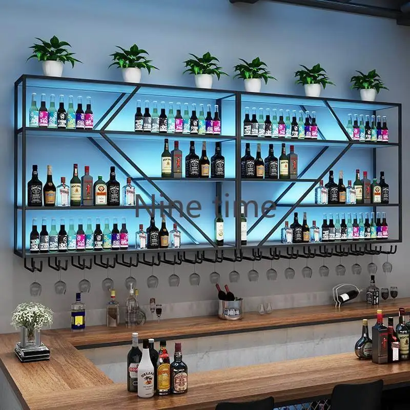 

Bottle Whisky Wine Cabinets Metal Restaurant Inverted Retail Bar Cabinet Commercial Cellar Stockage Vin Wijn Kast Home Furniture
