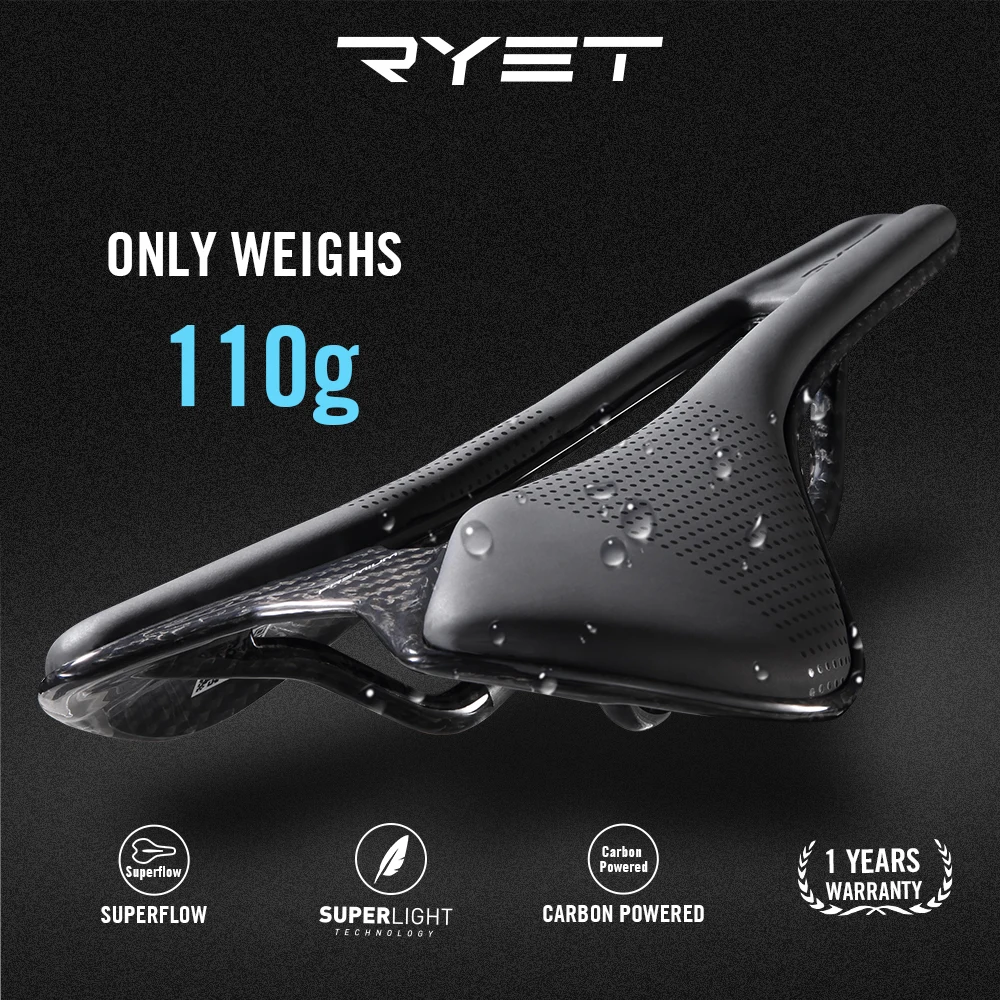 RYET Full Carbon Bike Saddle SuperLight Racing Bike Saddle 110g 7x9mm
