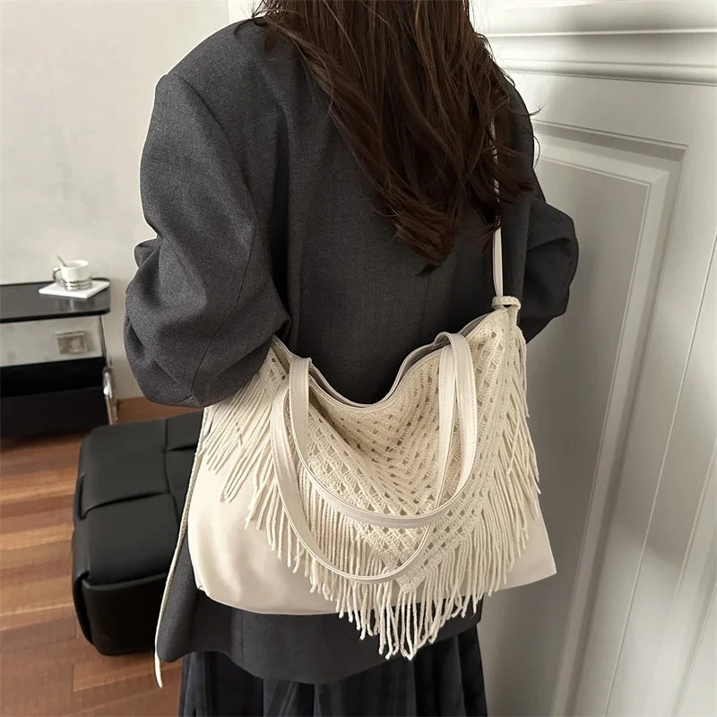 Woven Tote Bag Womens Purse Leather Shoulder Handbags Fashion Large Capacity Crossbody Tote Bags Travel Messegner Bags