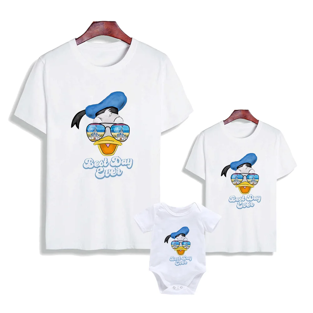 Disney Famliy Look Best Day Ever Donald Duck T Shirt Children Fashion Graphic Women Men Tshirt Tops Baby Bodysuits Dropship black family matching outfits