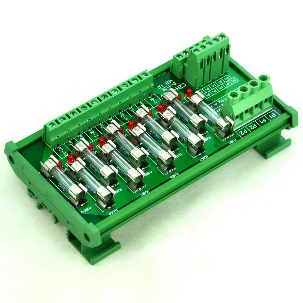 

CZH-LABS DIN Rail Mount AC/DC 5~48V 10 Position Power Distribution Fuse Module Board.