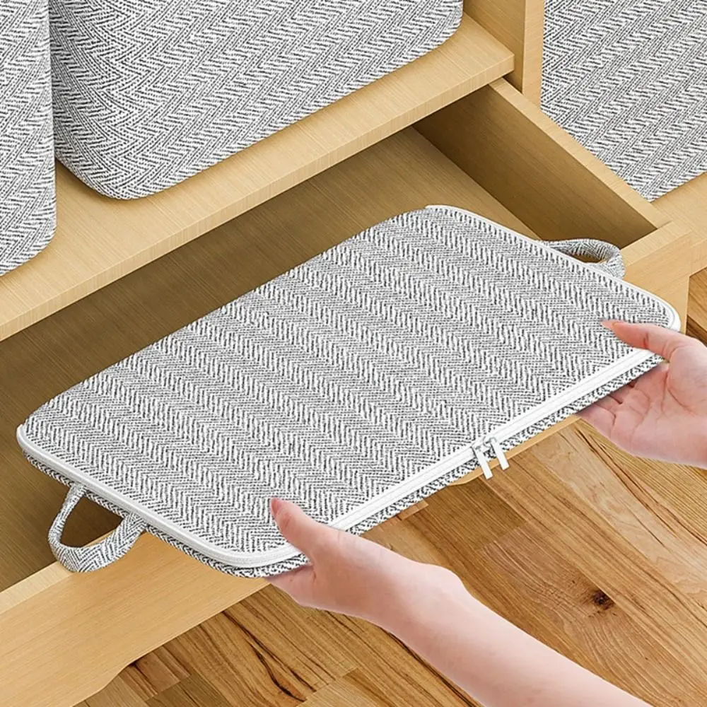 Foldable Non Woven Zippered Storage Bag Portable Quilt Storage Basket Large Capacity Wardrobe Sorting Storage Bucket With Handle 2