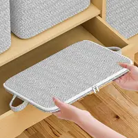 Foldable Non Woven Zippered Storage Bag Portable Quilt Storage Basket Large Capacity Wardrobe Sorting Storage Bucket With Handle 2