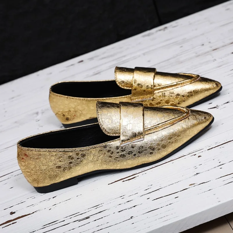 Small leather shoes women's British style single shoes 2024 new hot pleated gold round toe block heel loafers shoes for women