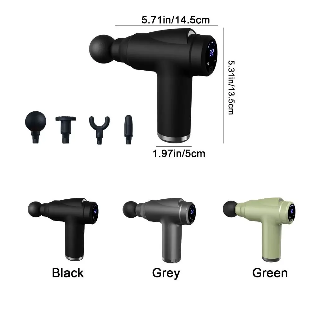 32 Modes Fascia Massager USB Charging Body Relaxation Muscle Massage Machine LCD Display with 4 Massage Heads