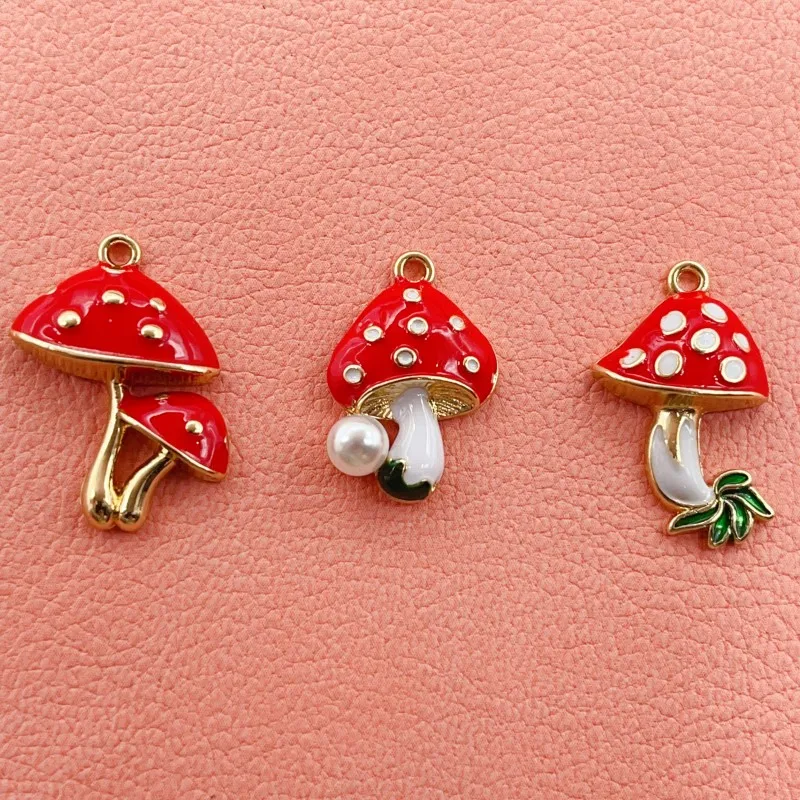 

10pcs Enamel Mushroom Charm for Jewelry Making Earring Pendant Bracelet Necklace Charms Diy Jewelry Making Accessories