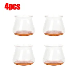Universal Silicone Non - Slip Furniture Leg Protectors - Floor Protector Pads for Chairs, Stools, and Tables (Set of 4) (4pcs - Transparent)