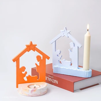예수 세례 모델링 양초 거치대 실리콘 몰드 집 석고 시멘트 촛대 금형, 석고 콘크리트 송진 금형, 집 장식