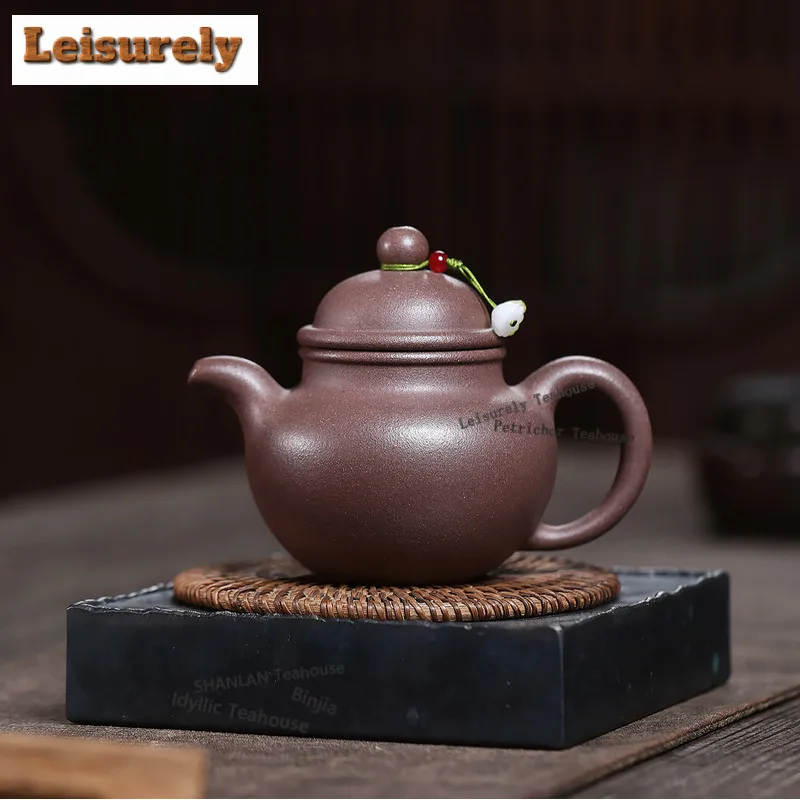 210ml Creative Yixing Purple Clay Teapots Handmade Duōqíu Pot Raw Ore Peach Blossom Mud Tea Maker Kettle Zisha Tea Set Cafes