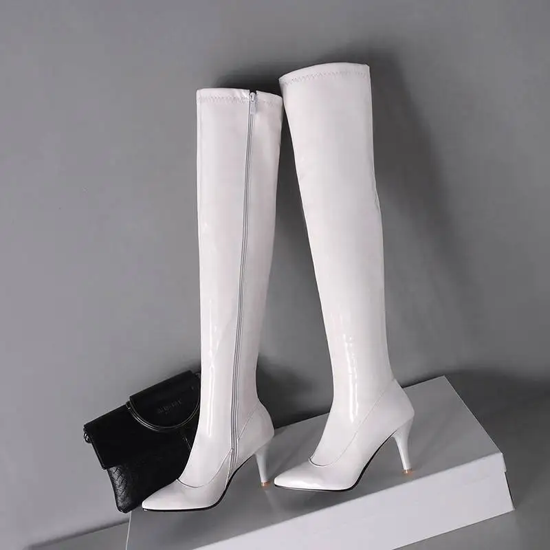 REAVE CAT 2022 여성용 앵클 부츠, 뾰족한 발가락, 얇은 하이힐, 8cm, 슬립온 빅 사이즈 34-48, 솔리드, 우아한 데이팅 패션 슈즈, S4259