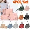 4pcs/set Ladies Leather Bag Set Polyester Shoulder Bag Handbag Messenger Bag Set 9 Colors 3