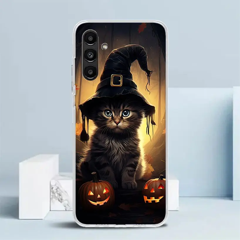 Spooky Black Kitten & Pumpkin Halloween Phone Case