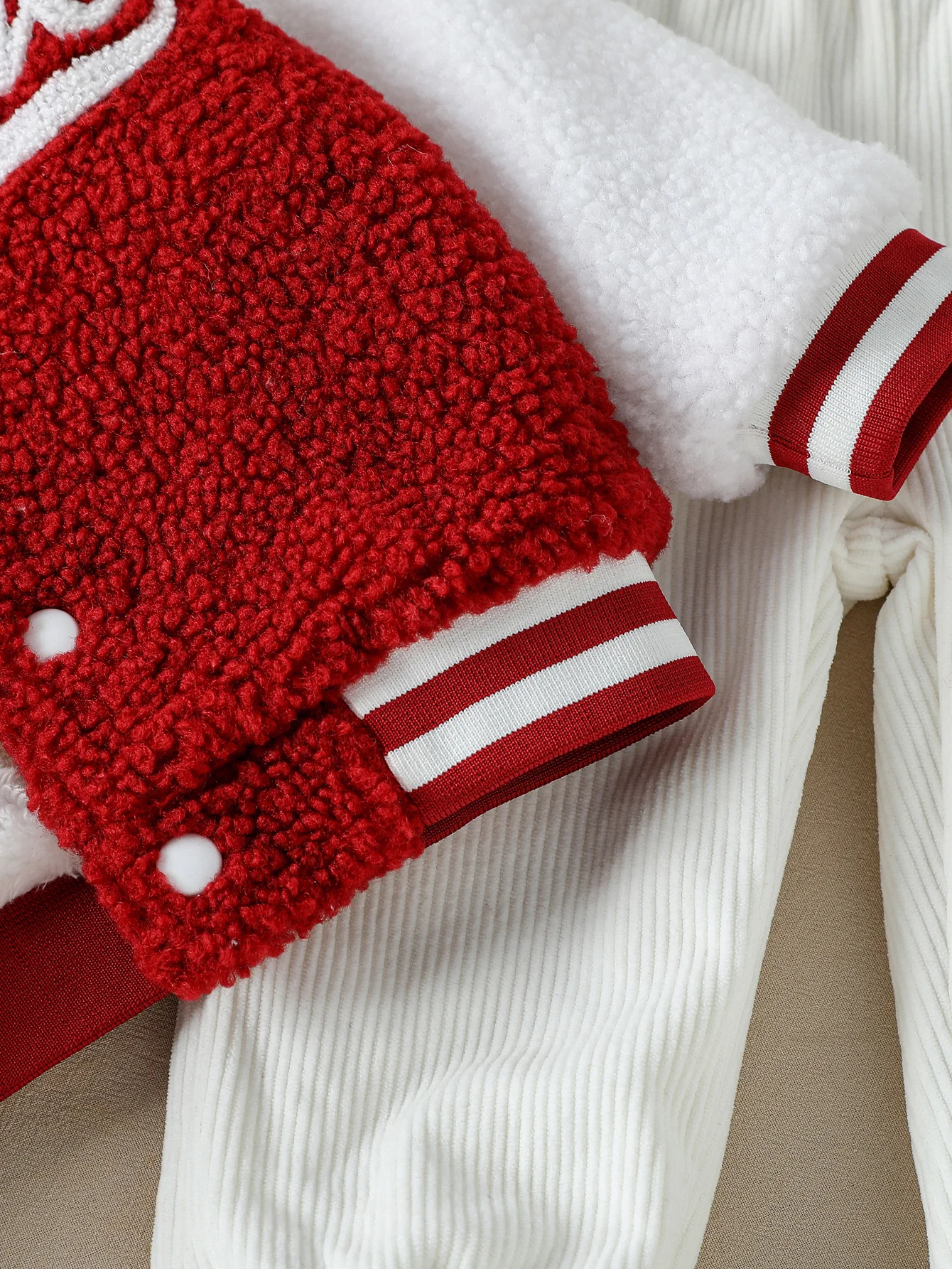 2Pcs 2025 New Baby Girls Clothes Plush Jacket Coat Infant Tops With Letter Winter Warm & Solid Pant Set For 1-3Y Casual Fashion 2