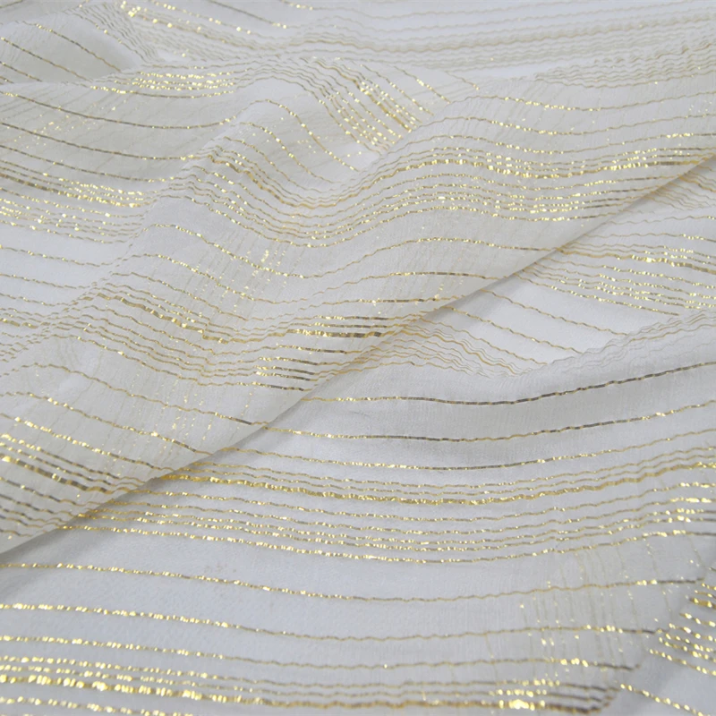 

Beautiful Sexy Translucent Gold Thread Silk Smooth Fabric Shirt Hanfu Dress Mulberry Silk Clothing Sewing Fabric