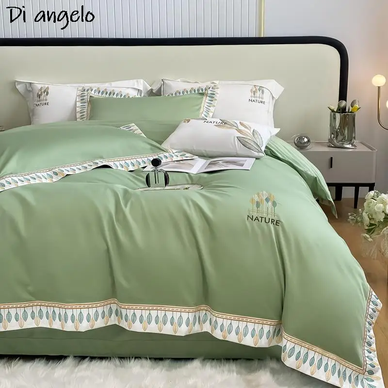 Luxury1200TCEgyptianCottonEmbroideryBeddingSetSoftEasyy4Pcs
