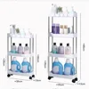 Hot 3/4 Tier Rolling Utility Cart Storage Shelf Movable Gap Storage Rack Kitchen Bathroom Slim Slide Organizer Shelf Livingroom 6