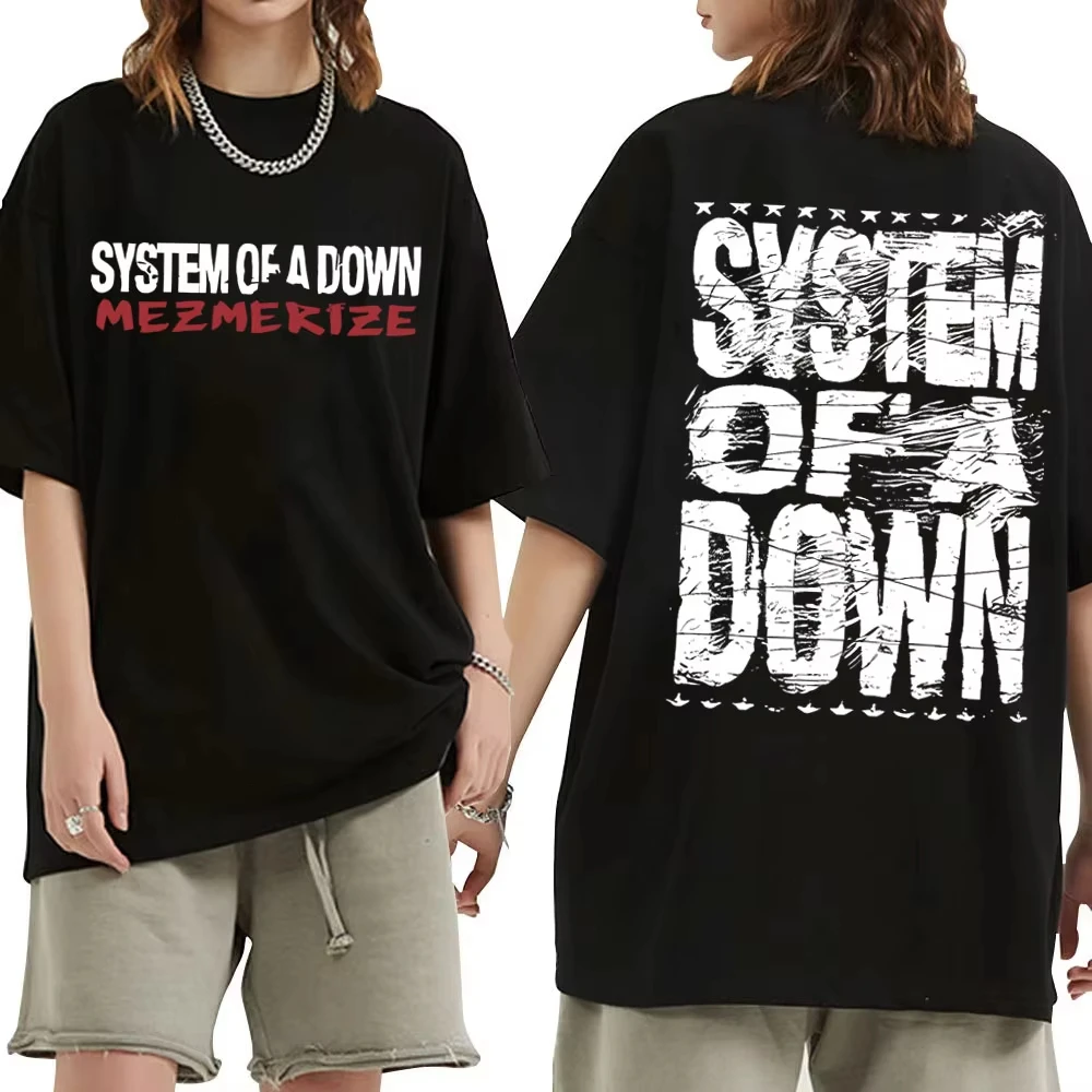 Rock Band System of A Down Mezmerize T Shirts Men Women Vintage Alternative Metal Music T-shirts Men's Fashion Oversized Tshirt 1