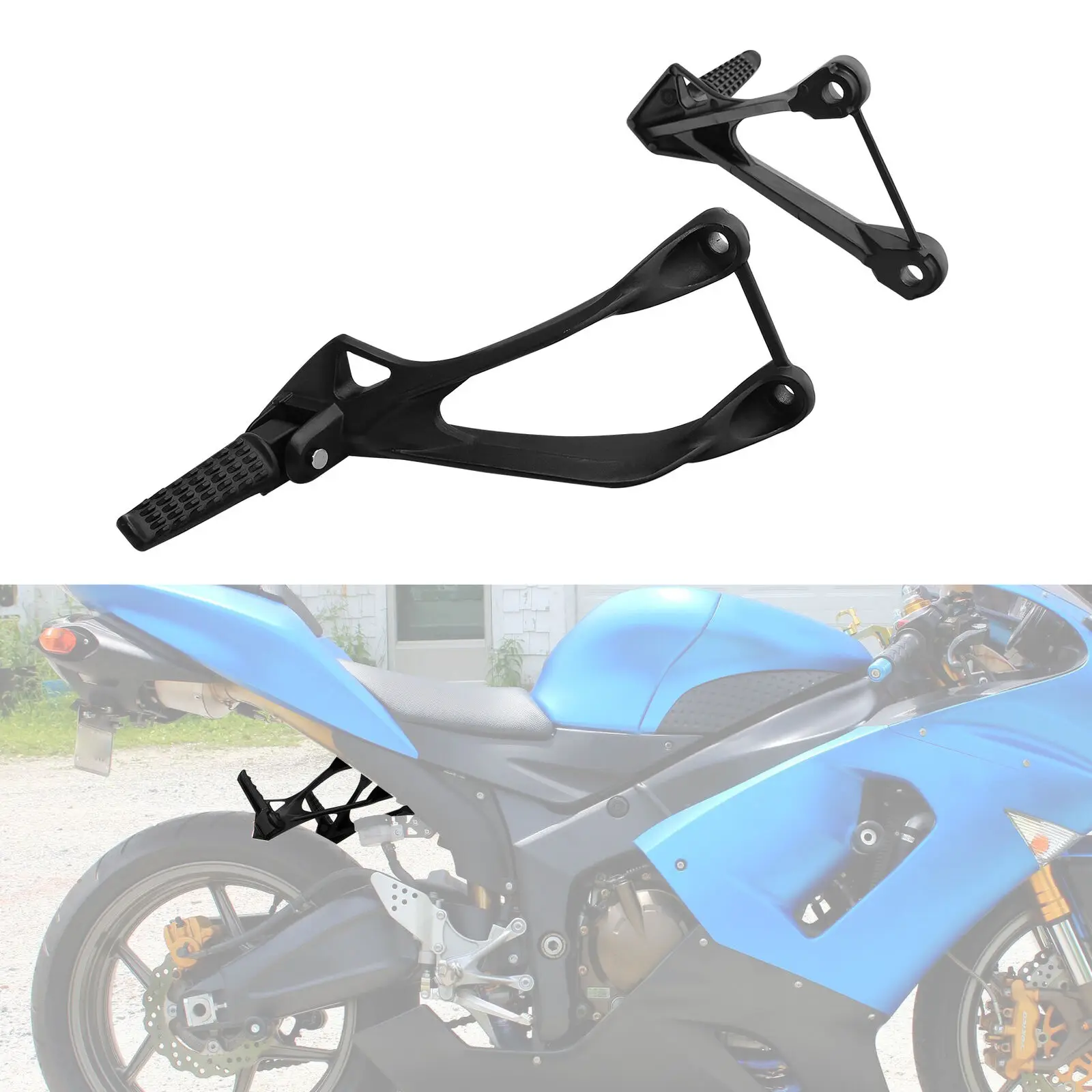 Rear Rider Footrest Foot Pegs Brackets For Kawasaki Ninja ZX6R 2005