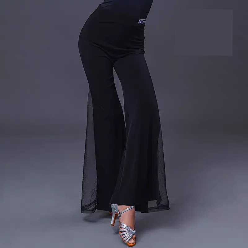 Latin Dance Pants For Girls Children Fashion Mesh Flared Pants Rumba Cha Cha Samba Tango Latin Practice Clothes