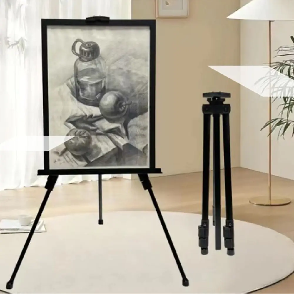 Adjustable Sketching Easel Triangle Black Silver Display Stand Installation Free Tool Shelf Sketch Drawing Easel Art Supplies - 4