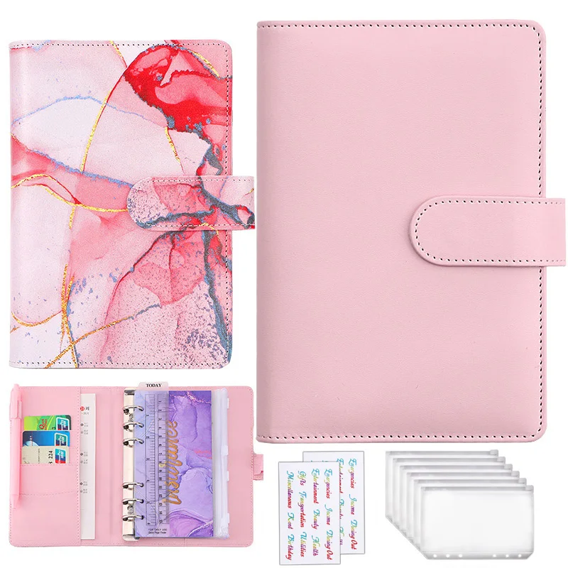 25pcs A6 Pu Leather Budget Binder Set, Binder Cover Personal Planner Binder  For Money Saving Cash E Best Gift