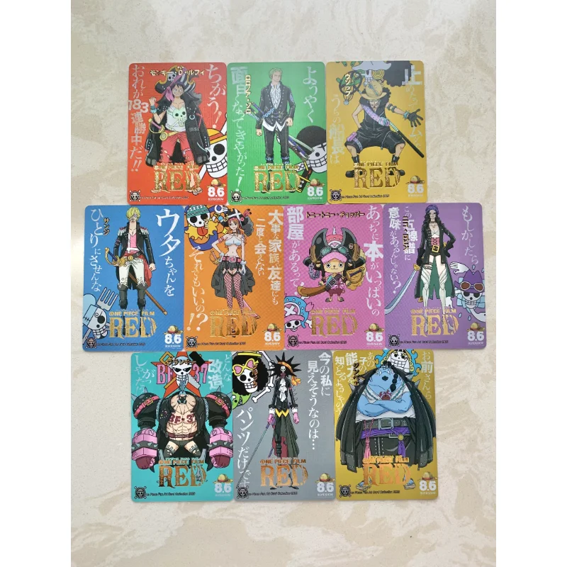 

10pcs/set anime ONE PIECE Surrounding ONE PIECE Character Straw Hat Group Luffy Gold Stamped Flashing Card Children's Toy Gift