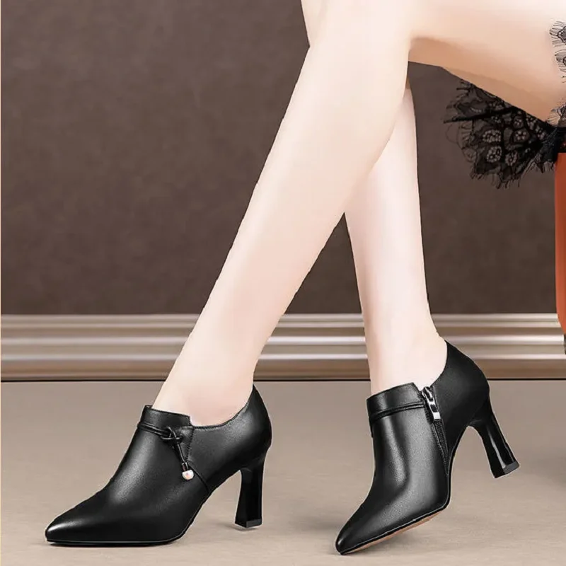 Cresfimix Botas de piel sint tica con tac n cuadrado para mujer botines cl sicos elegantes