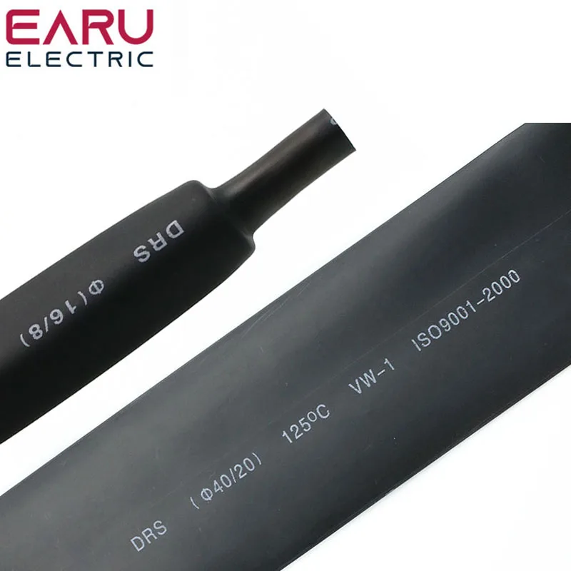 1M 2:1 Black 16mm 18mm 20mm 22mm 25mm 30mm 35mm 40mm 50mm 60mm 70mm 80mm Heat Shrink Heatshrink Tubing Tube Wire Dropshipping