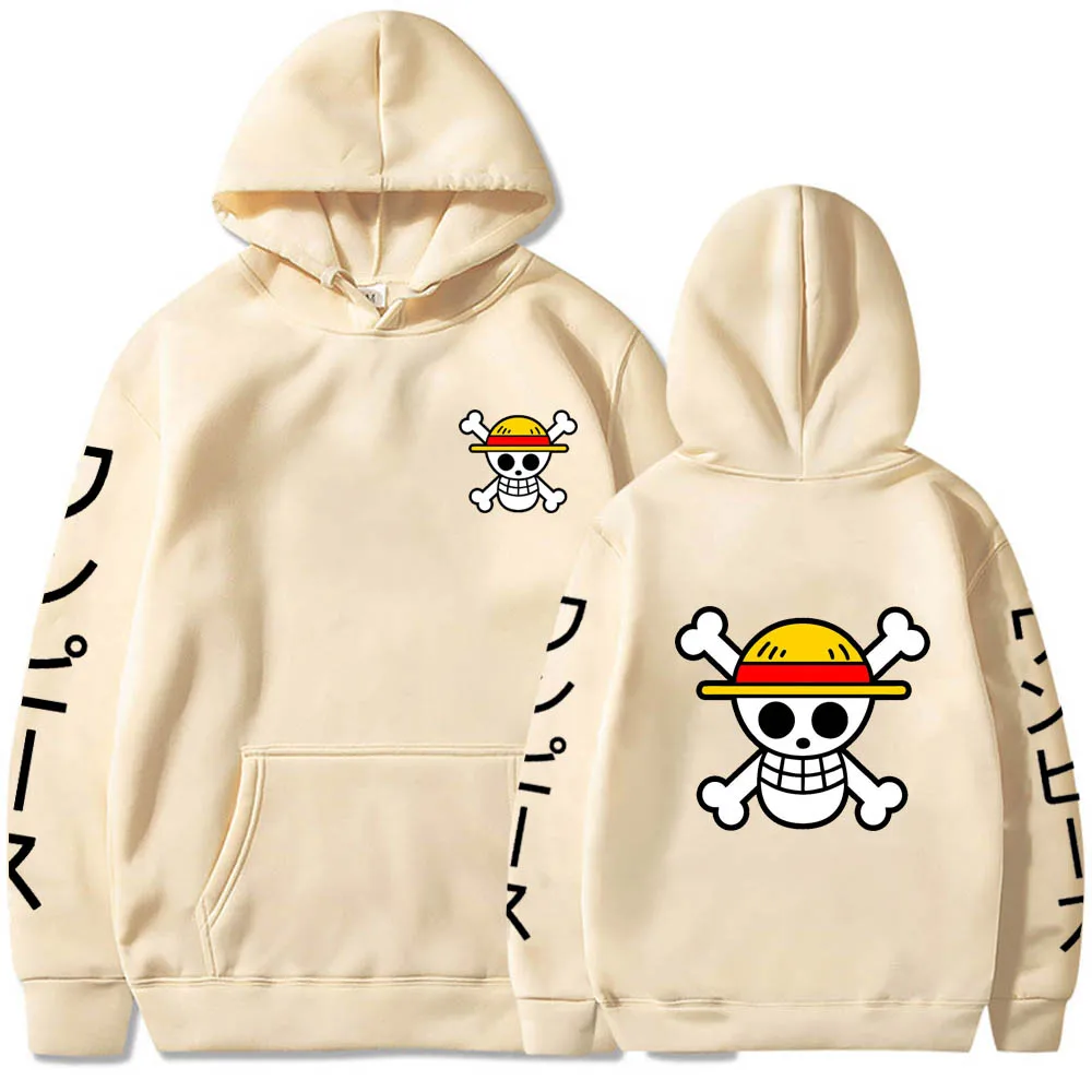 Men's Anime One Piece Luffy Fleece Hoodie Women Winter Manga Sweatshirts Boy Girl Clothes |