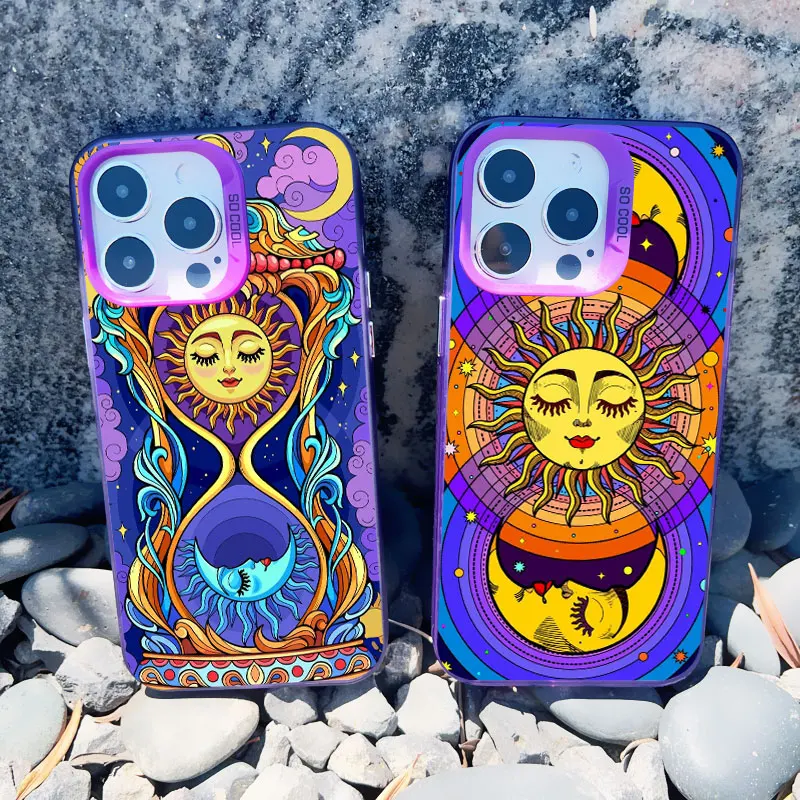 Funny Sun and Moon Face Shockproof Laser Phone Case