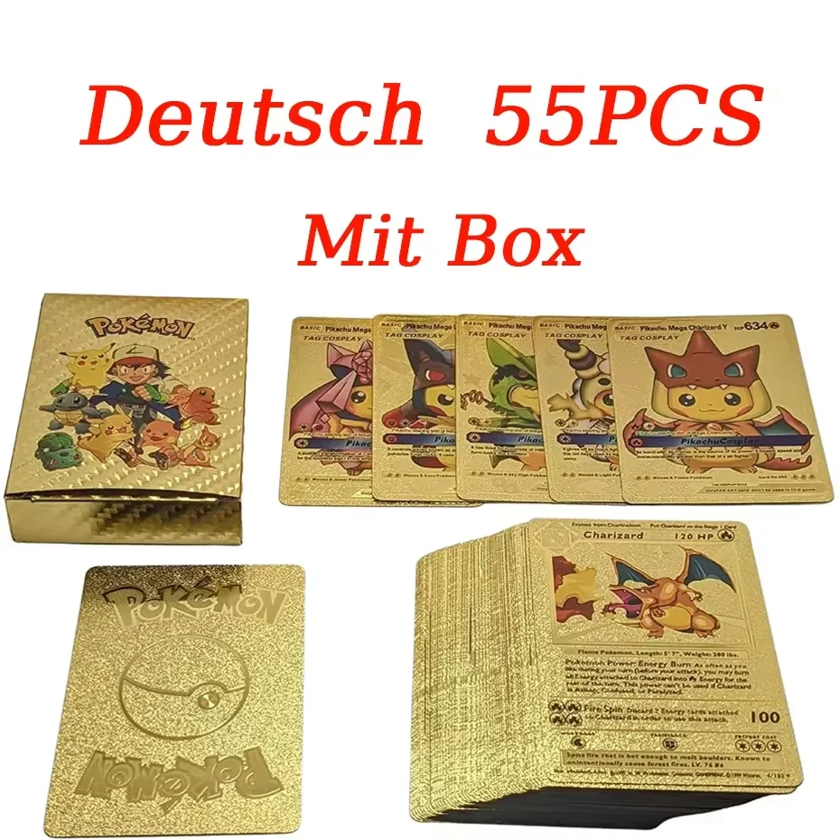 metal pokemon cards gold