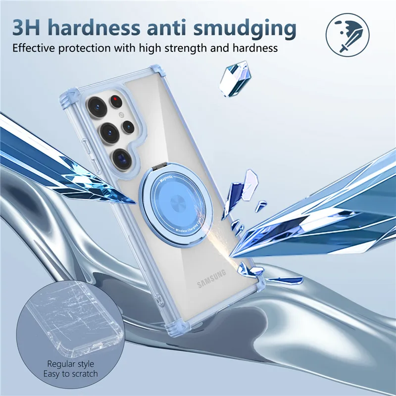Enhanced Magnetic Clear Case with Wireless Charging Ring Cover