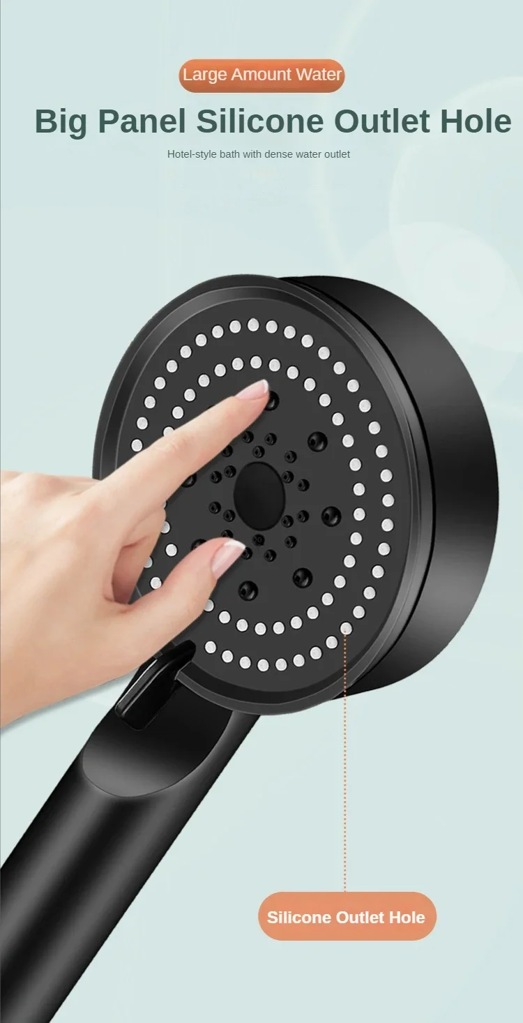 Description Picture 5 of item5 Mode Pressure Boost Shower Head Multifunction Adjustable Large Water Yield Shower Nozzle Massage Shower Bathroom Accessory