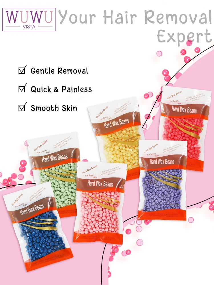 Hair Removal Wax hard wax beans hair removal tool 100g/3.52oz Hot Wax Hair Removal Depilatory Waxing hard Beans for Wax Heater Painless for all Hairs Removal Beans