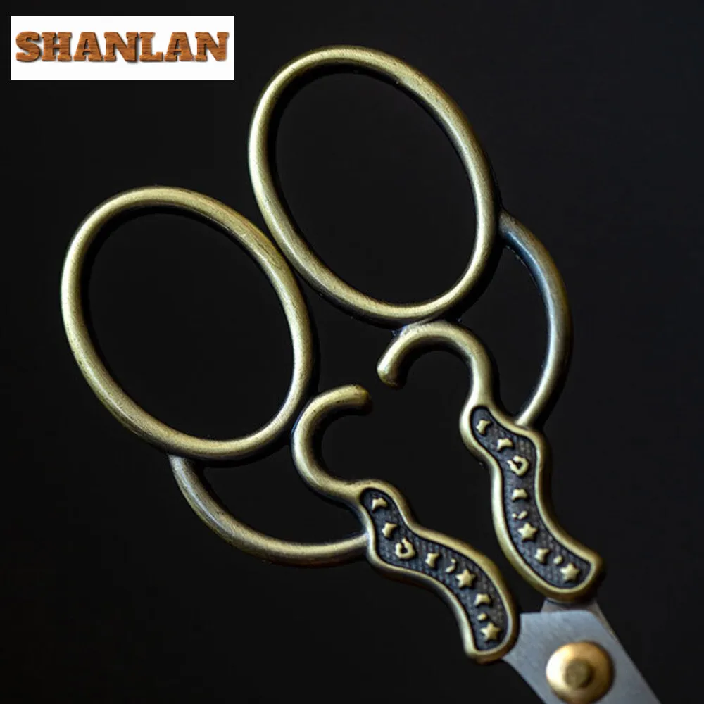 Handmade Stainless Steel Tea Scissors Household Small Scissors Cross Stitch Thread Art Leaf Retro Hand Gifts